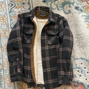 Jachs Black and Brown Plaid Shirt Jacket